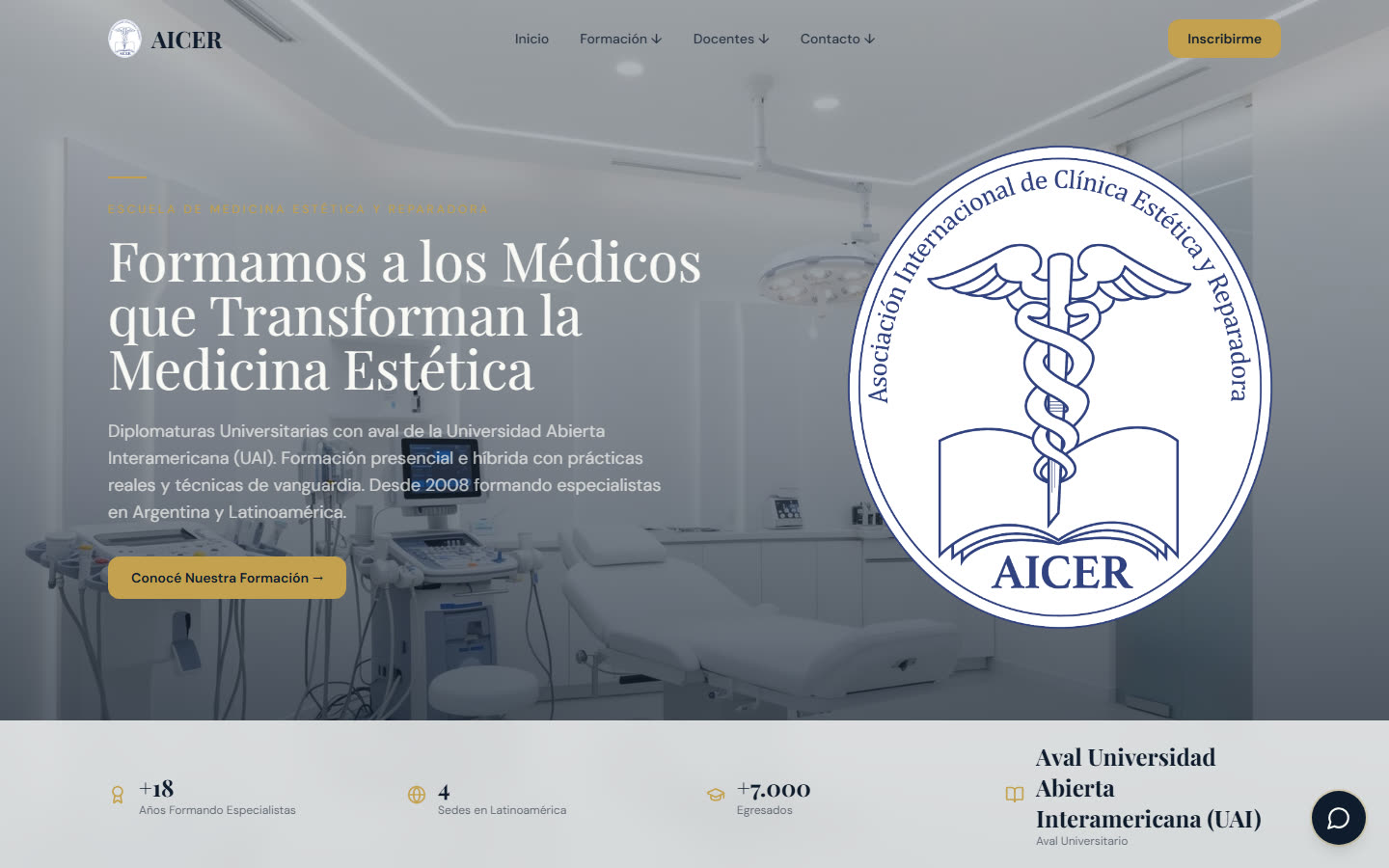 Página de inicio de la web de AICER